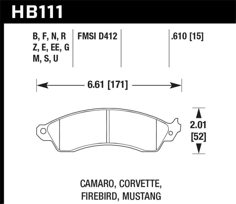 Ford Mustang Cobra Brake Pad Set - Front - Hawk Performance - Performance Ceramic - `94-`04